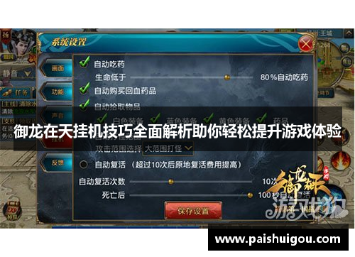 御龙在天挂机技巧全面解析助你轻松提升游戏体验